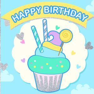 蓝色清新生日请柬电子请柬宴会模板